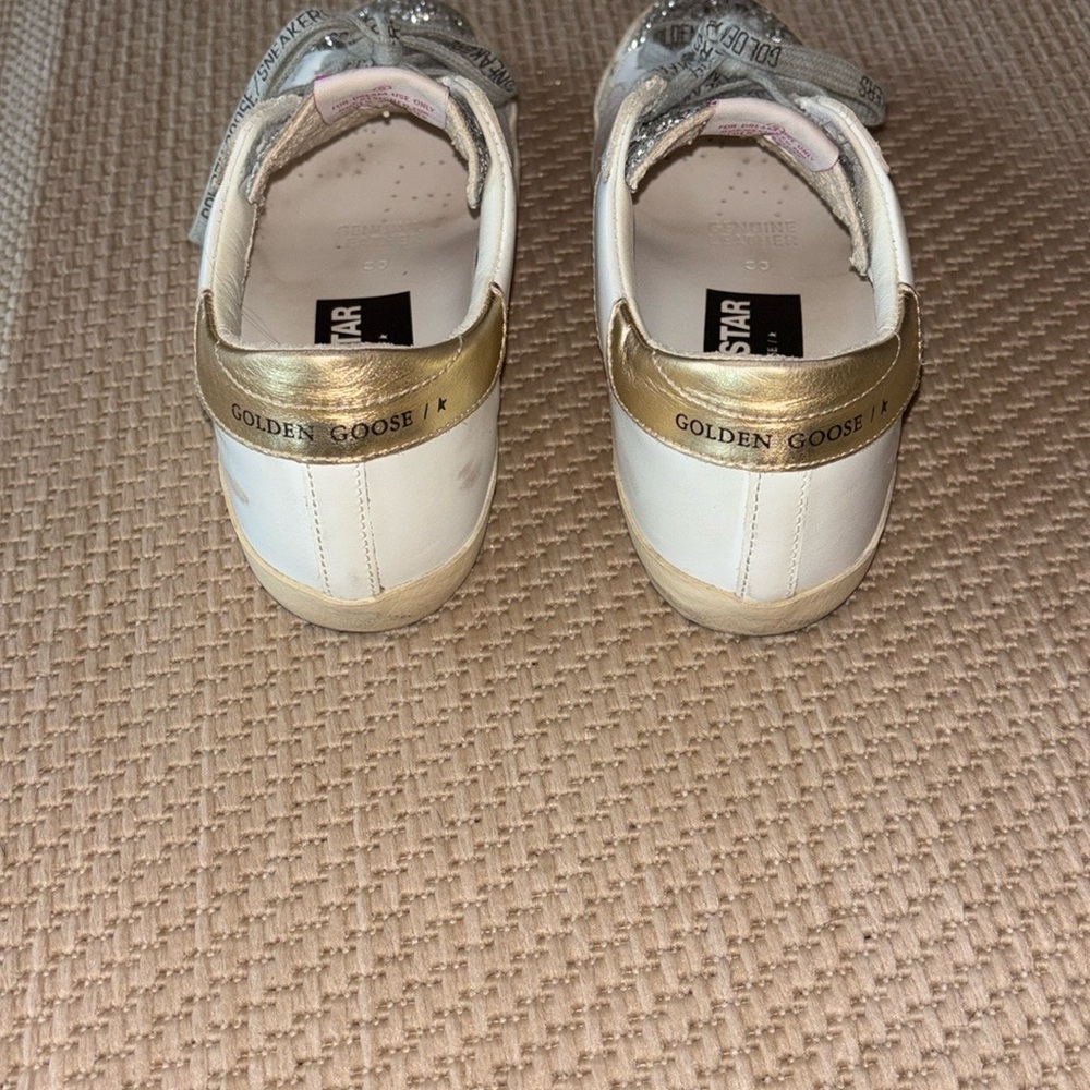 Golden Goose White Silver Sparkle Sneakers - Picture 5 of 7